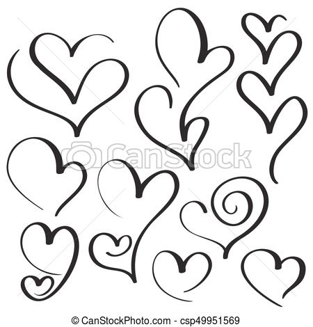 450x470 Set Of Calligraphy Heart Art For Design Vector Illustration