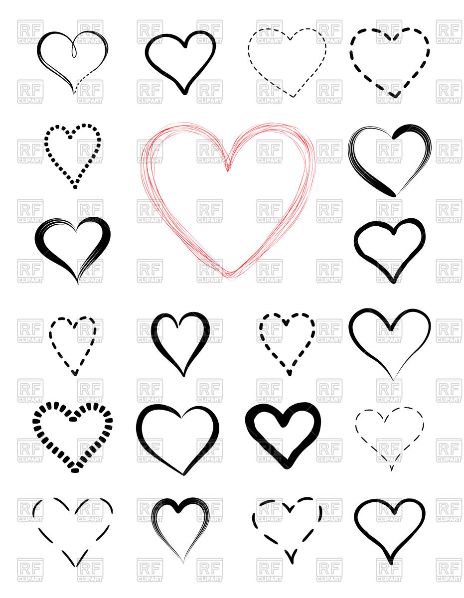 931x1200 Set Of Sketch Heart Vector Image Of Objects Terriana