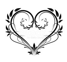 216x200 Victorian Swirly Calligraphy Heart Frame Vector Illustration Stock