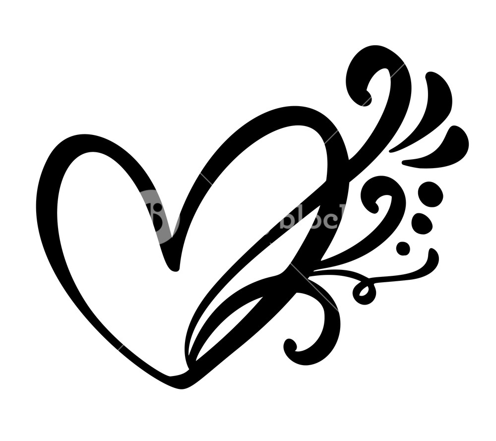 1000x889 Vintage Calligraphic Love Heart Sign Vector Romantic Illustration
