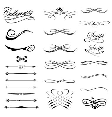 380x400 Calligraphy Lines And Dividers Vector