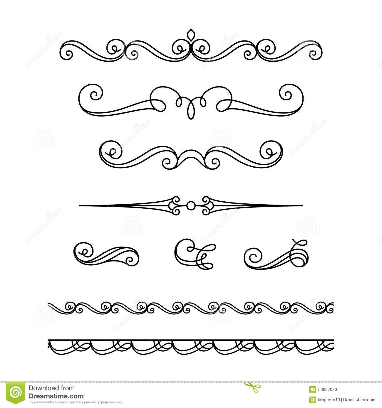 1300x1390 Set Of Calligraphic Vignettes And Flourishes Stock Vector
