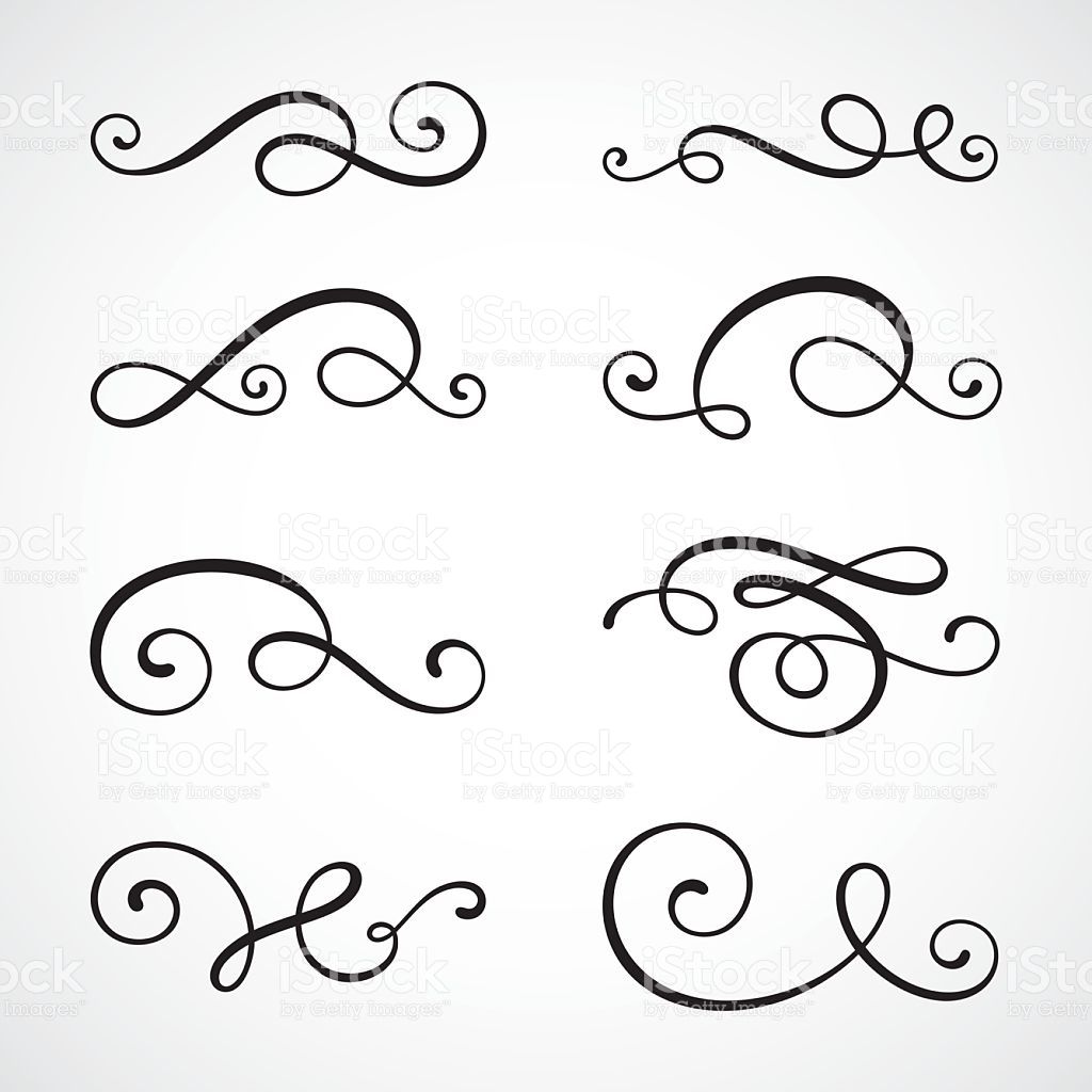 1024x1024 Vintage Calligraphy Swirls Set Detroit Reel Logo Art, Vector