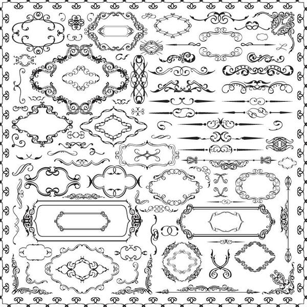 600x600 Calligraphy Ornaments With Borders And Frame Vector Free Download