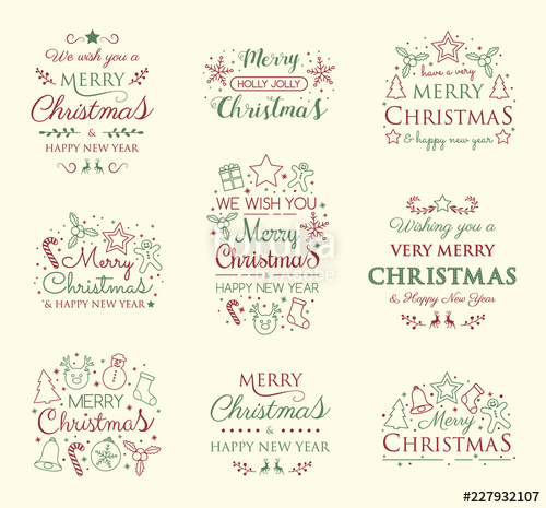 500x465 Collection Of Christmas Calligraphy With Ornaments Vector Stock