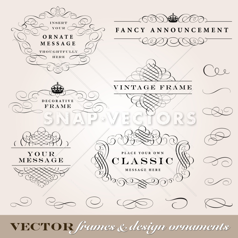 800x800 Vector Calligraphic Frame And Ornament Set