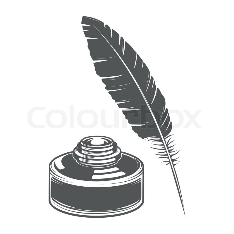 800x800 Feather Pen And Ink Calligraphic Stock Vector Colourbox