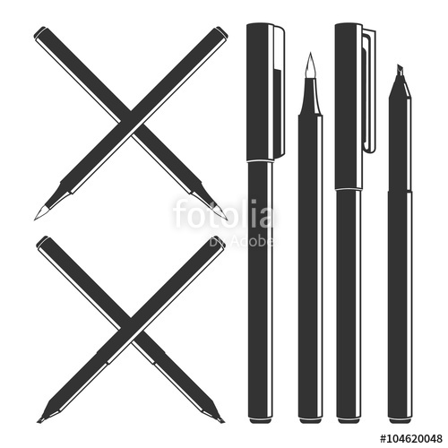 500x500 Brush Pen And Calligraphy Pen Vector Illustration Stock Image