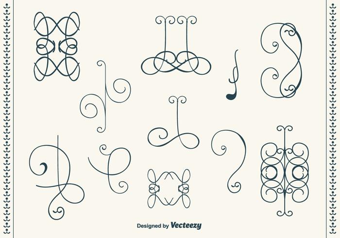 700x490 Hand Drawn Curly Swirl Vector Set