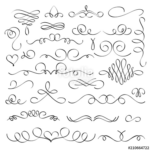 500x500 Hand Drawn Flourish Elements, Vintage Calligraphic Swirls Vector