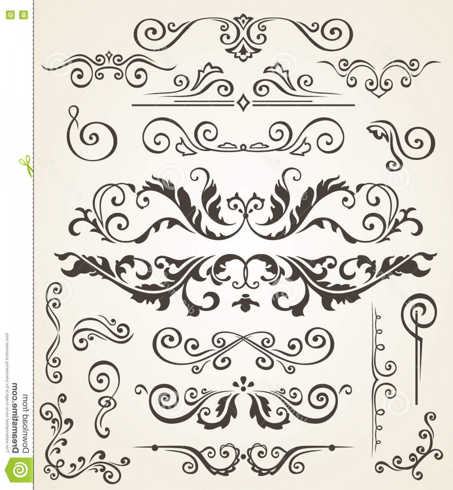 1444x1560 Stock Illustration Vector Set Swirl Elements Corners Design