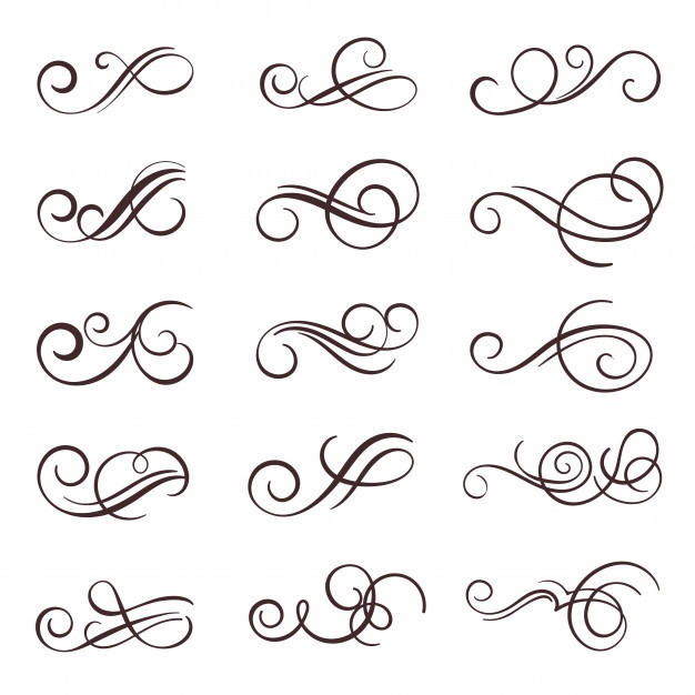 626x626 Vintage Flourish Swirl Calligraphic Set Vector Premium Download