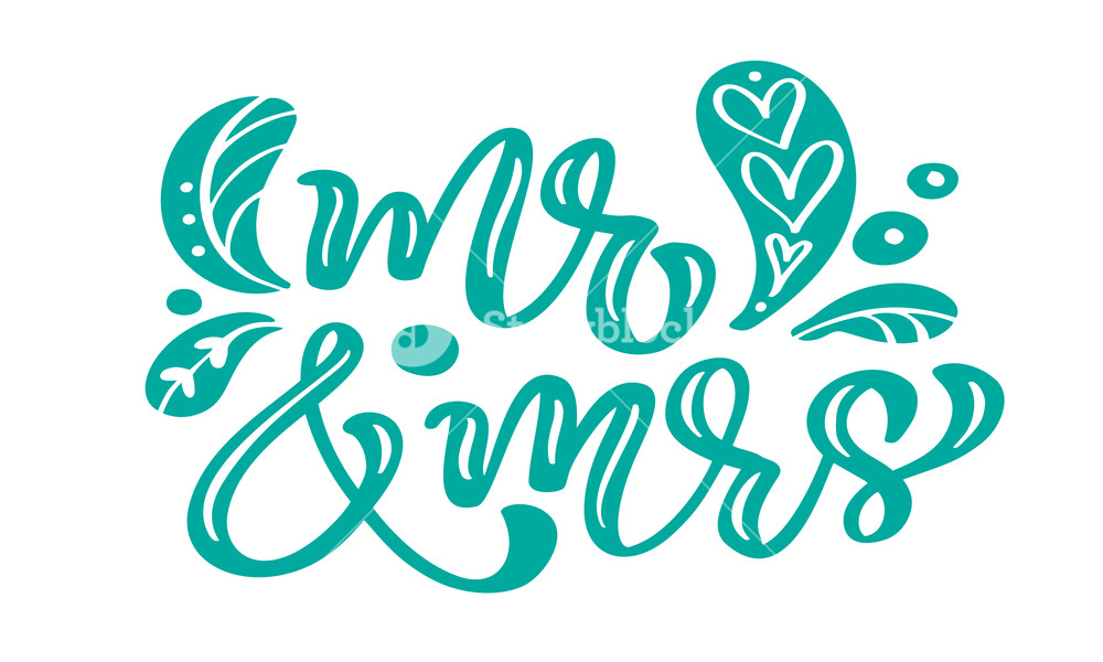 1000x600 Mr And Mrs Turquoise Calligraphy Lettering Vintage Vector Text