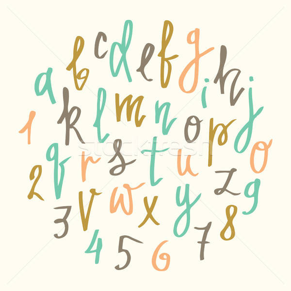 600x600 Vector Alphabet Hand Drawn Calligraphy Letters Modern