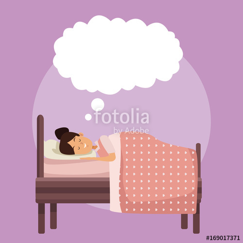 500x500 Colorful Scene Girl Sleep With Blanket In Bedroom With Cloud