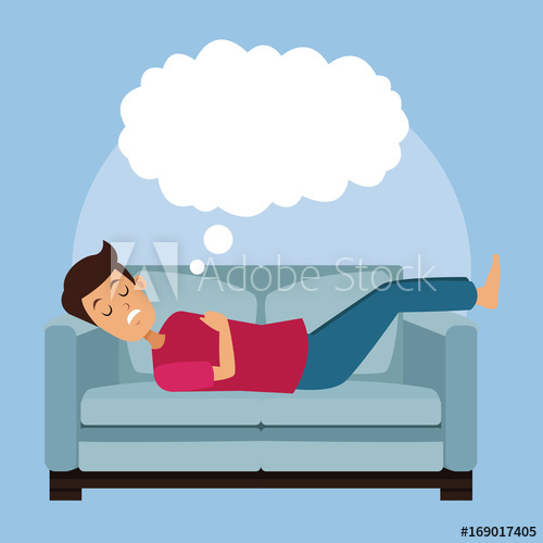 500x500 Colorful Scene Guy Sleep With In Sofa With Cloud Callout Vector