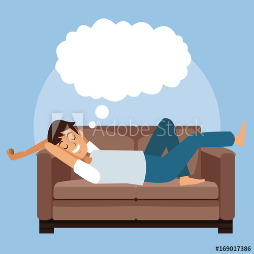 500x500 Colorful Scene Man Sleep With In Sofa With Cloud Callout Vector
