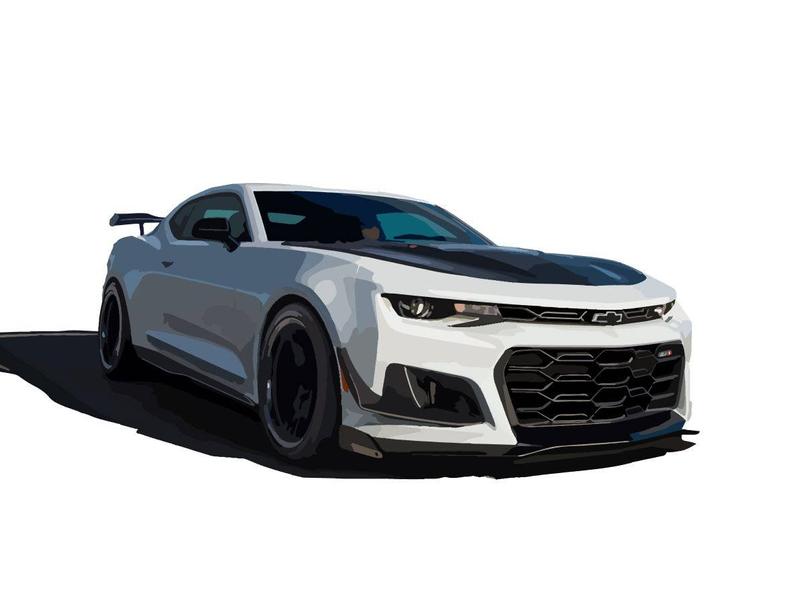 794x612 Chevrolet Camaro Ss White From Front Vector Vectorized Print Etsy