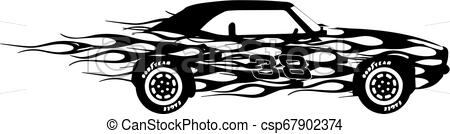 450x134 Black Chevy Camaro Flame Car Silhouette