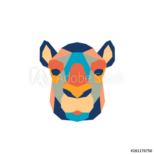 500x500 Geometric Polygonal Camel Abstract Colorful Animal Head Vector