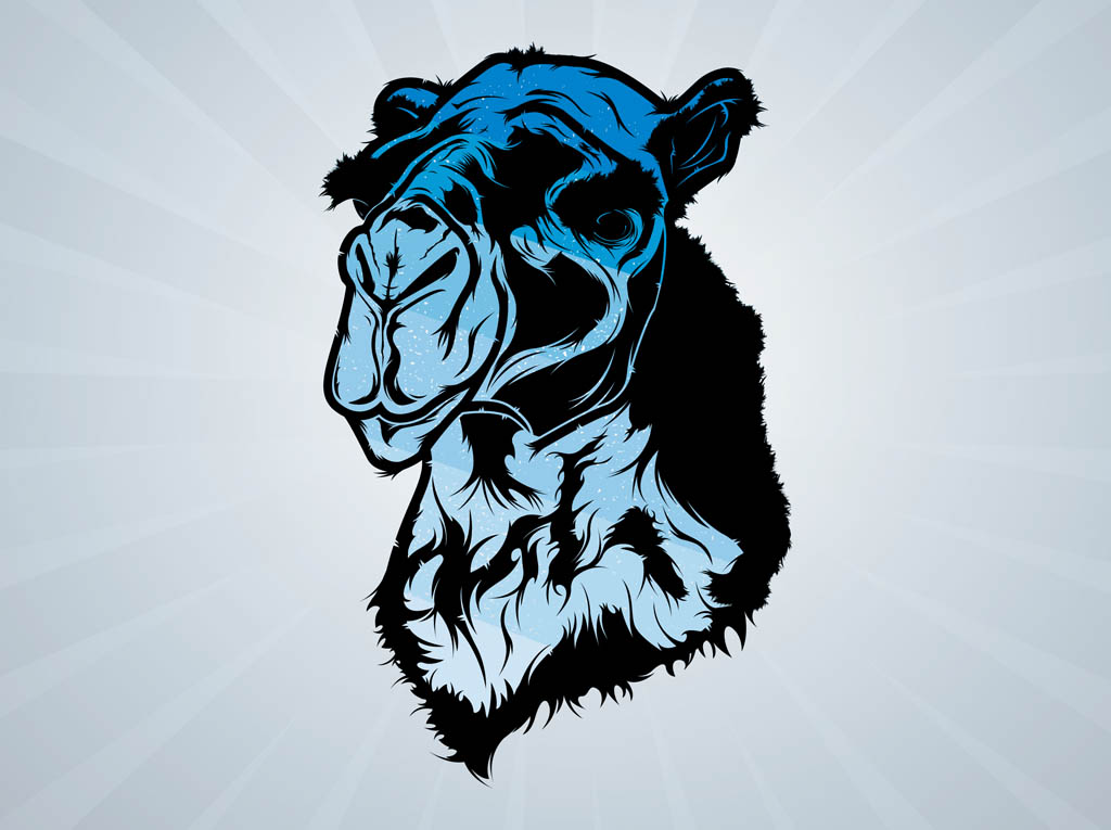1024x765 Blue Camel Head Vector Art Graphics