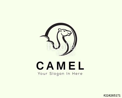 500x400 Head And Body Camel In Circle Logo Line Art Stock Image