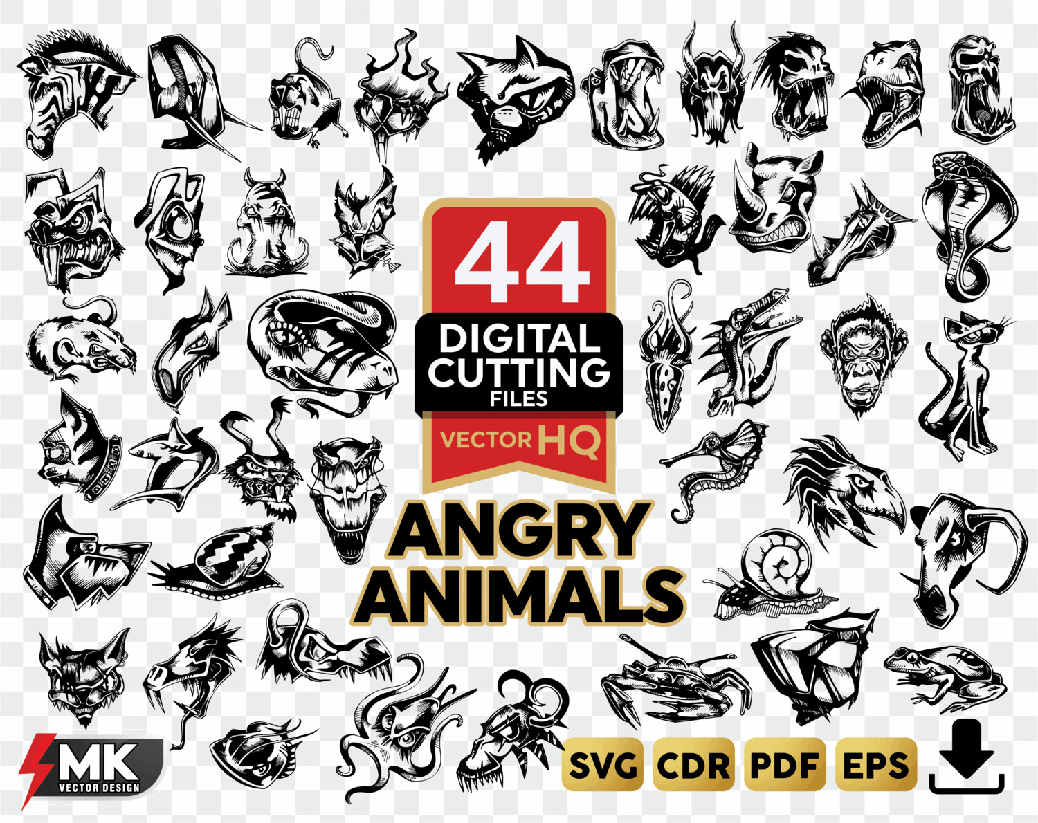 1500x1190 Angry Animals Svgsilhouette Clipartsvgcut