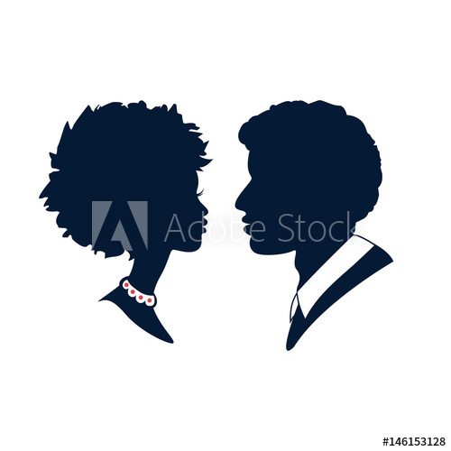 500x500 Beautiful Silhouette Cameo Of A Young Couples Vector Logo Or Icon