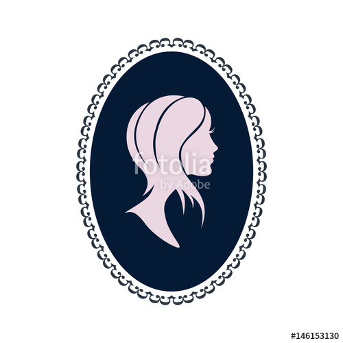 500x500 Beautiful Silhouette Of A Young Woman's Profile Vector Cameo Logo