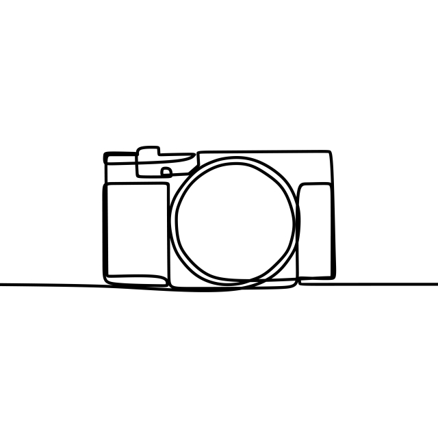 640x640 Digital Camera With Single One Line Art Drawing Vector