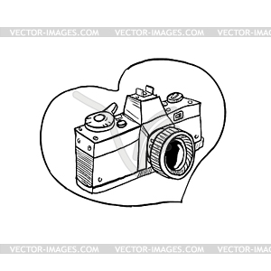 300x300 Vintage Slr Camera Heart Drawing