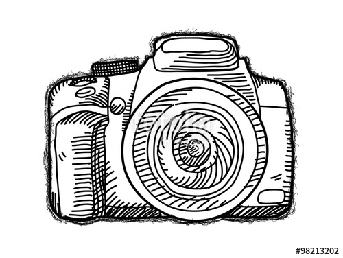 500x376 Camera Doodle, A Hand Drawn Vector Doodle Illustration Of A Camera