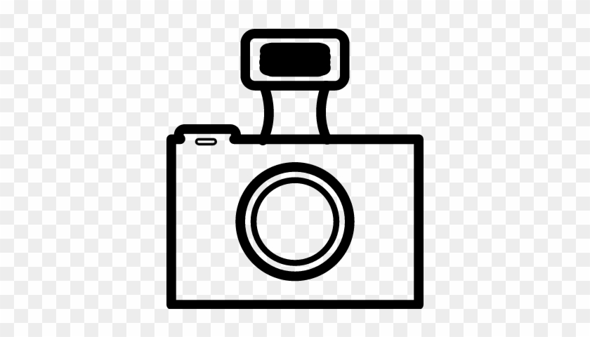 840x480 Photo Camera Outline With Flash Vector