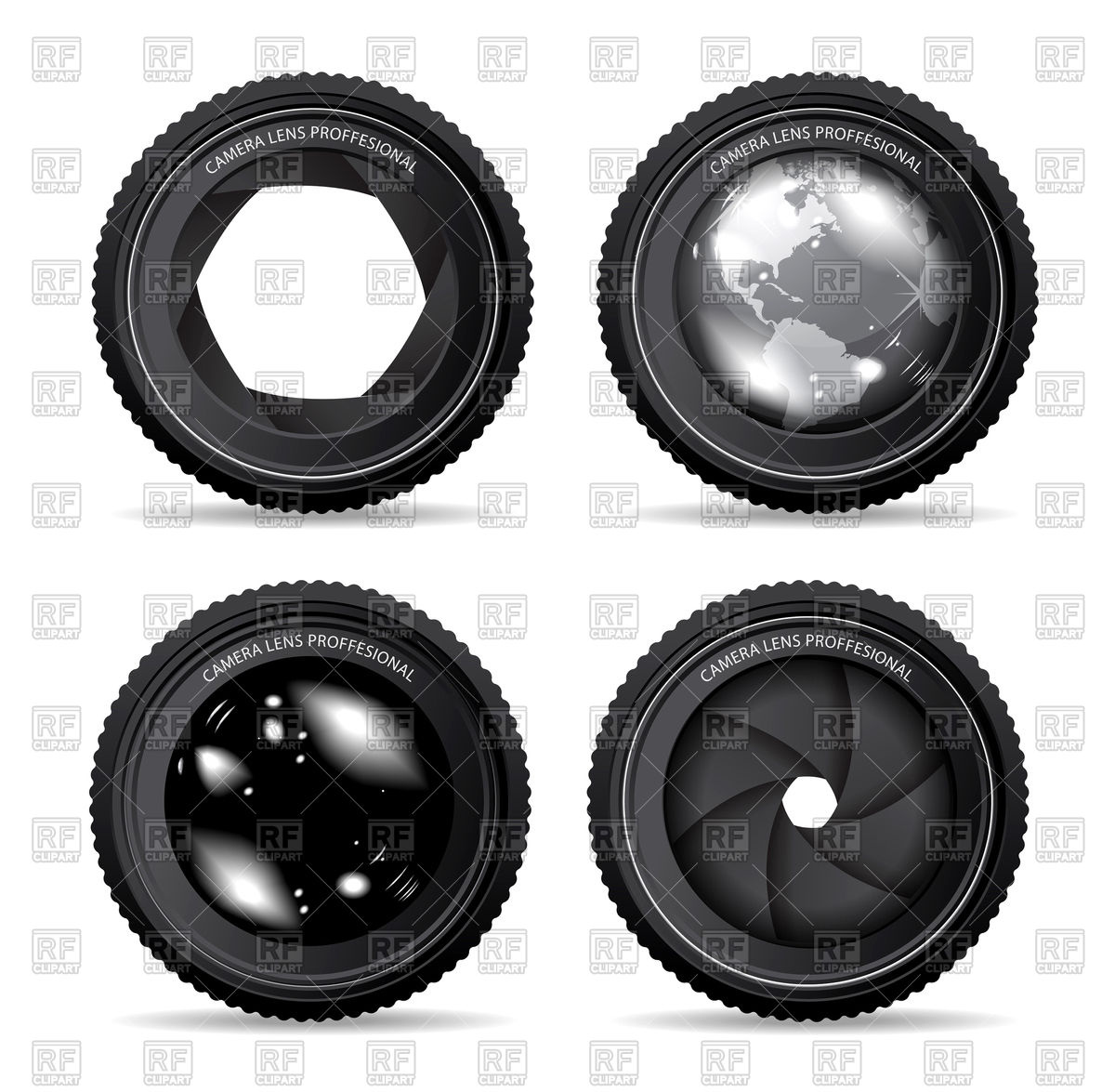 1200x1175 Set Of Camera Lenses Vector Image Of Objects