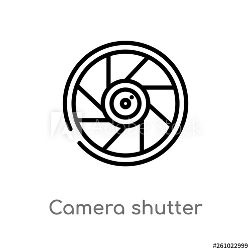 500x500 Outline Camera Shutter Vector Icon Isolated Black Simple Line