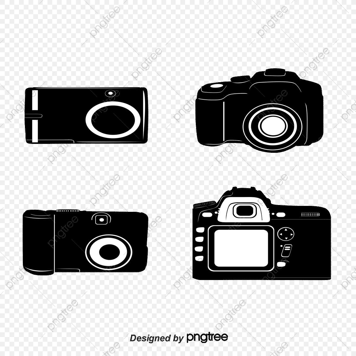 1200x1200 Black And White Digital Camera Silhouette Vector Material, Black