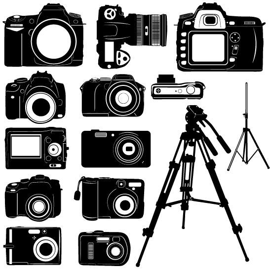 547x547 Black And White Digital Camera Silhouette Vector