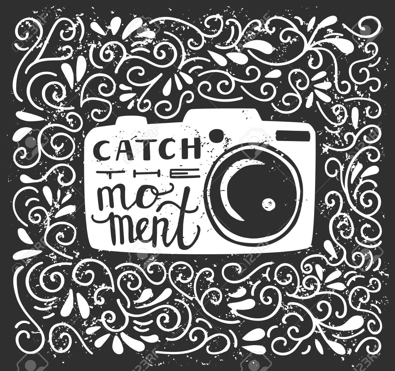 1300x1220 Vector Illustration With Lettering Catch The Moment White Photo
