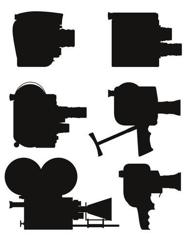 381x490 Old Retro Vintage Movie Video Camera Black Silhouette Vector