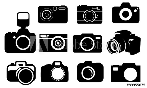 500x300 Camera Silhouette, Set Vector Photography Icons