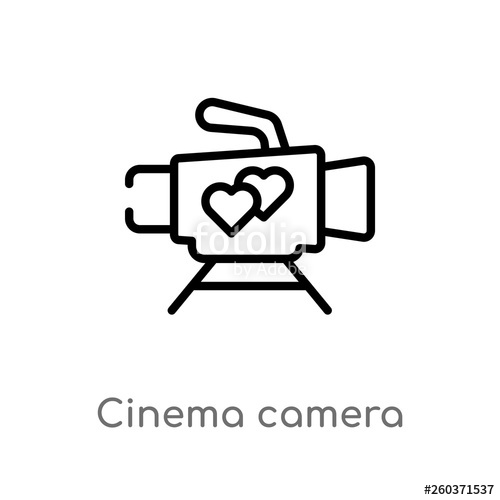 500x500 Outline Cinema Camera Vector Icon Isolated Black Simple Line