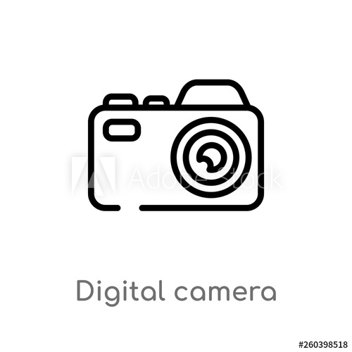 500x500 Outline Digital Camera Vector Icon Isolated Black Simple Line