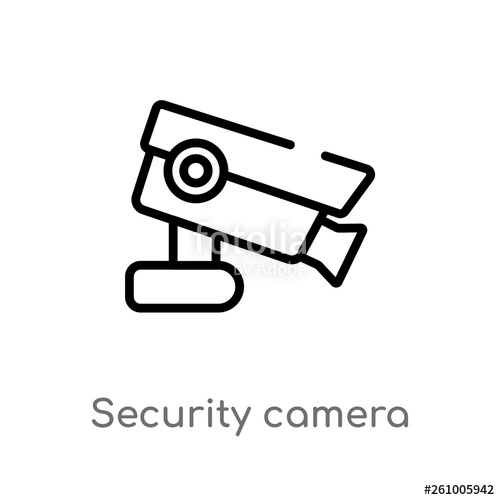 500x500 Outline Security Camera Vector Icon Isolated Black Simple Line