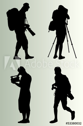 332x500 Cameraman Silhouette Vector Background Set