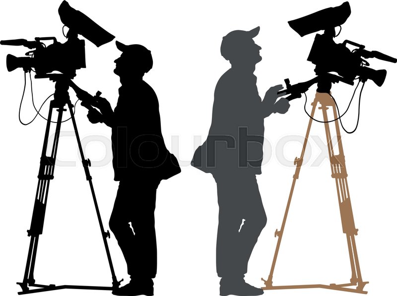 800x597 Cameraman With A Camera On A Tripod Stock Vector Colourbox