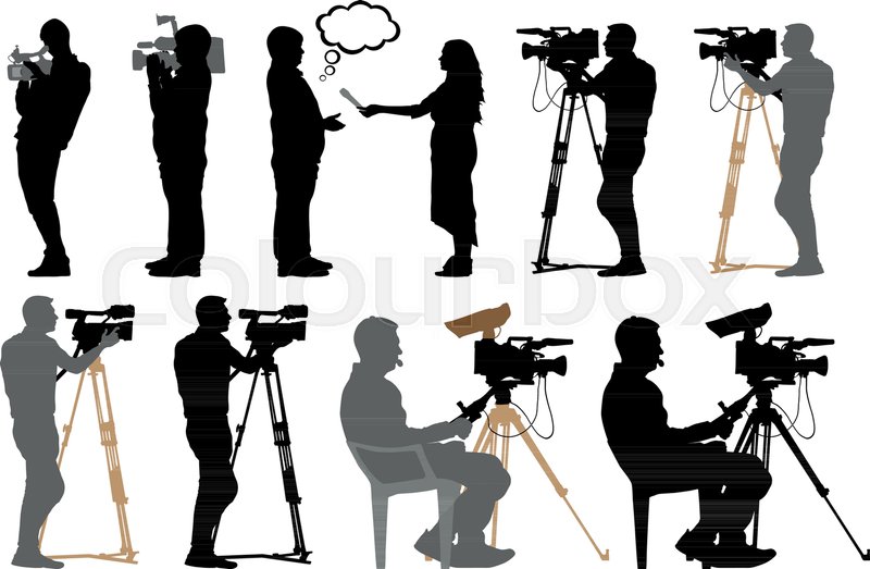 800x523 Cameraman With Video Camera, Stock Vector Colourbox