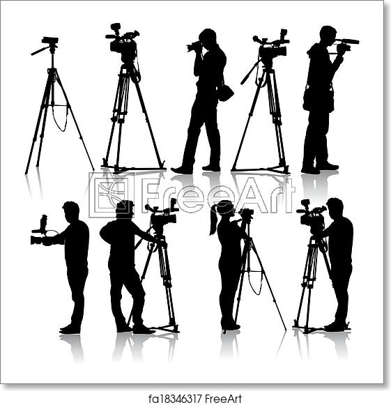 561x581 Free Art Print Of Cameraman With Video Camera Silhouettes