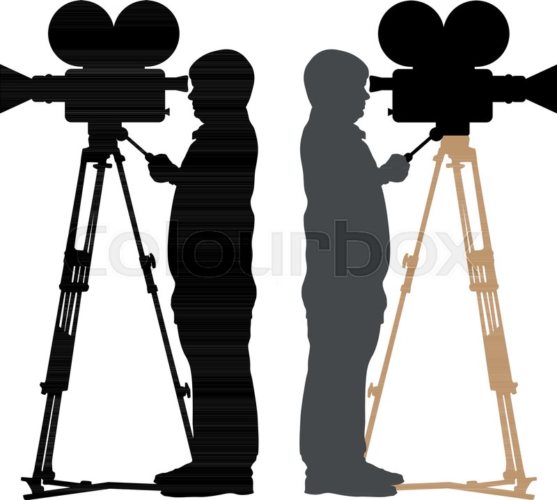 800x718 Old Cameraman Silhouette Stock Vector Colourbox