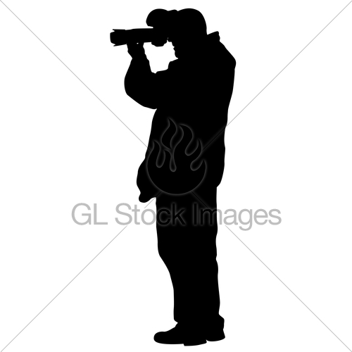 500x500 Cameraman With Video Camera Silhouettes On White Backgro Gl