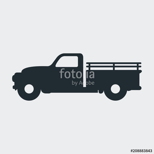 500x500 Icono Plano Pickup Vintage En Fondo Gris Stock Image